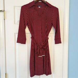 Tommy Hilfiger-Houndstooth Jersey Shirtdress With Belt-Sleeves-Size 4 Petite